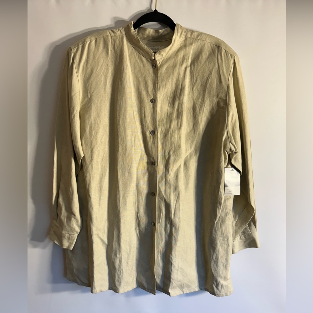 LORD & TAYLOR THE AMERICAN WOMAN’S SHOP VTG LINEN RAYON TAN CLASSIC SHIRT 22W